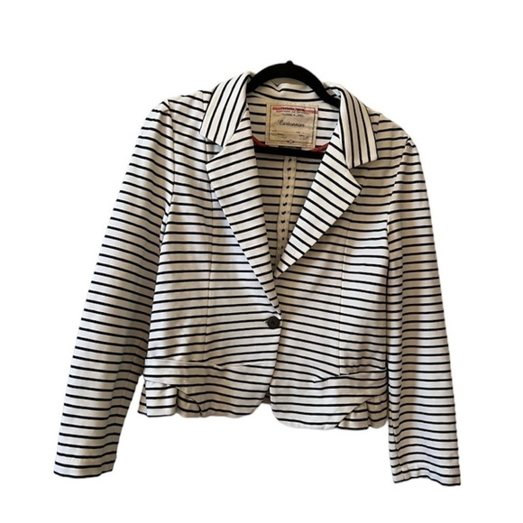 Cartonnier Jackets & Blazers - Cartonnier | Anthropologie striped slightly cropped cream - white blazer